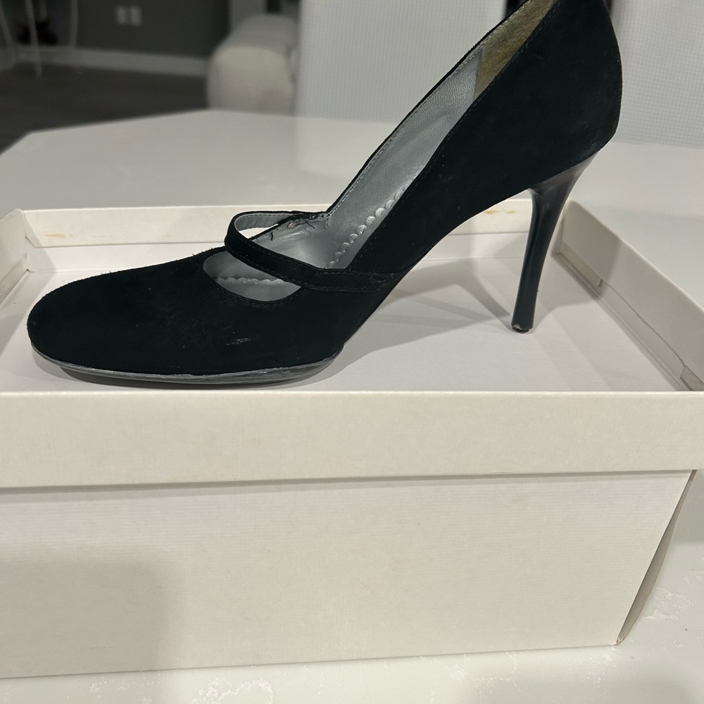 BCBG Daniela Black Suede Heels